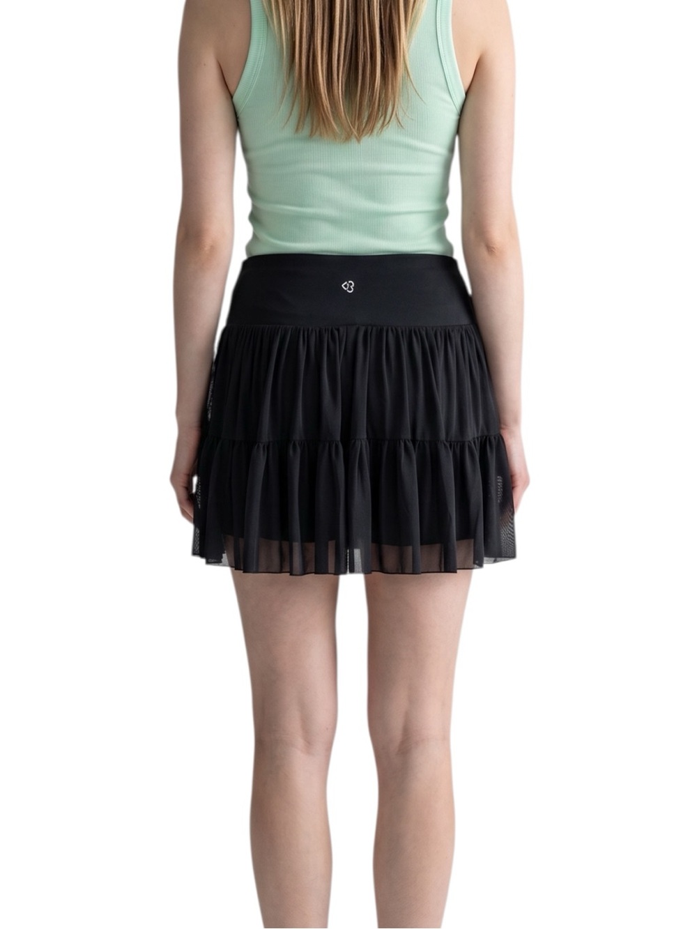Logilates - NWT - Crossover Waist Black Tiered Mini Skort - Picture 3 of 4